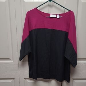 Chico's Two-Tone Magenta and Black Blouse